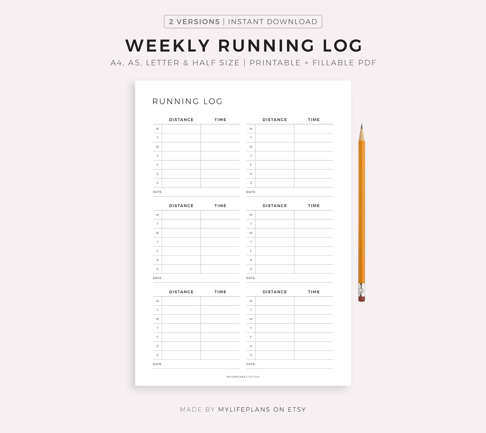 Printable Rweekly Running Log Weekly Running Log Printable Template, Running Journal, Cardio Training ...