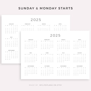 2025 Year Calendar Printable Landscape, Minimalist Calendar, Yearly ...