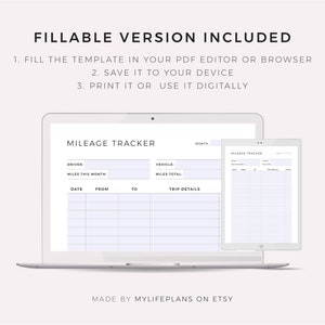 Mileage Tracker Printable, Work Trip Miles Tracker, Business Mileage Log, Monthly Mileage Report Form, A4/A5/Letter/Half, Instant Download image 8