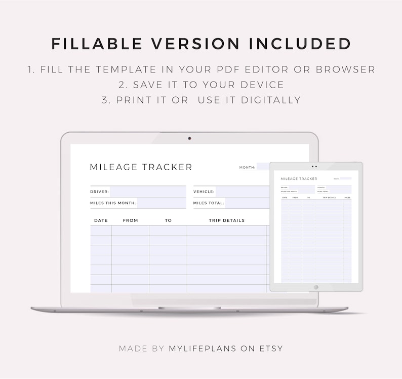 Mileage Tracker Printable, Work Trip Miles Tracker, Business Mileage Log, Monthly Mileage Report Form, A4/A5/Letter/Half, Instant Download image 8