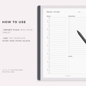 Weekly Meal Planner With Grocery List Template for Remarkable 2 ...