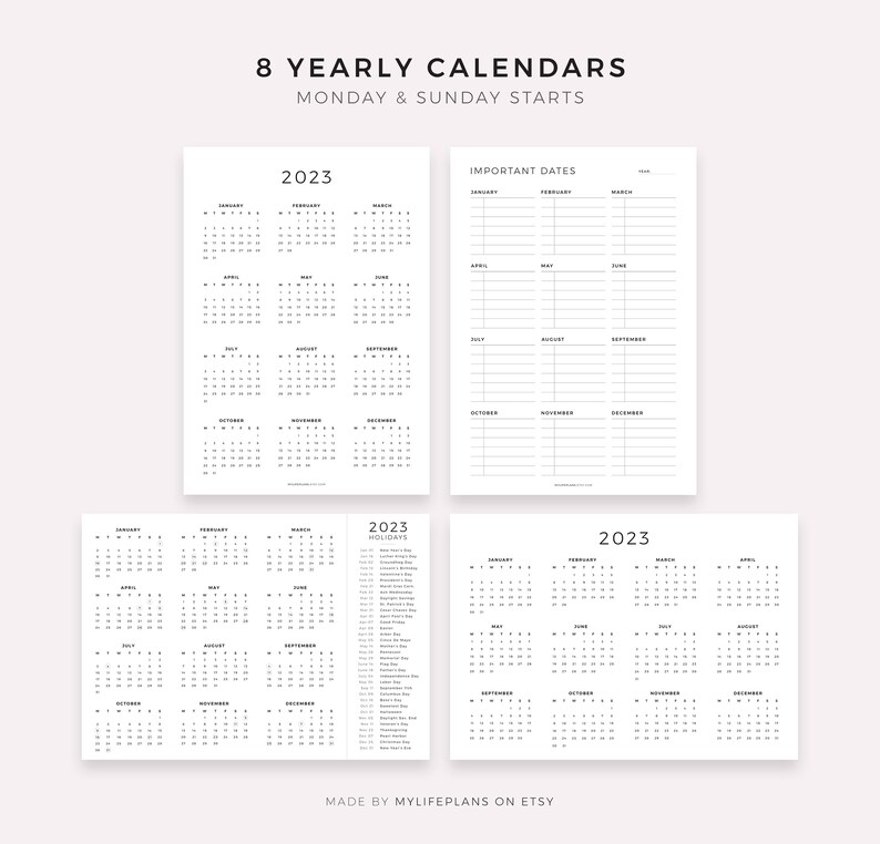 2023 Dated Calendar Inserts Bundle Printable A4/letter Etsy