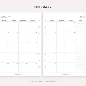 2025 Monthly Planner Printable, Dated Month on 2 Pages, 2025 Calendar ...