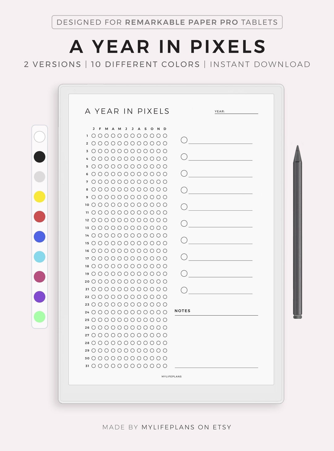 A Year in Pixels - Mood Tracker, Exercise Tracker, Reading Tracker ...