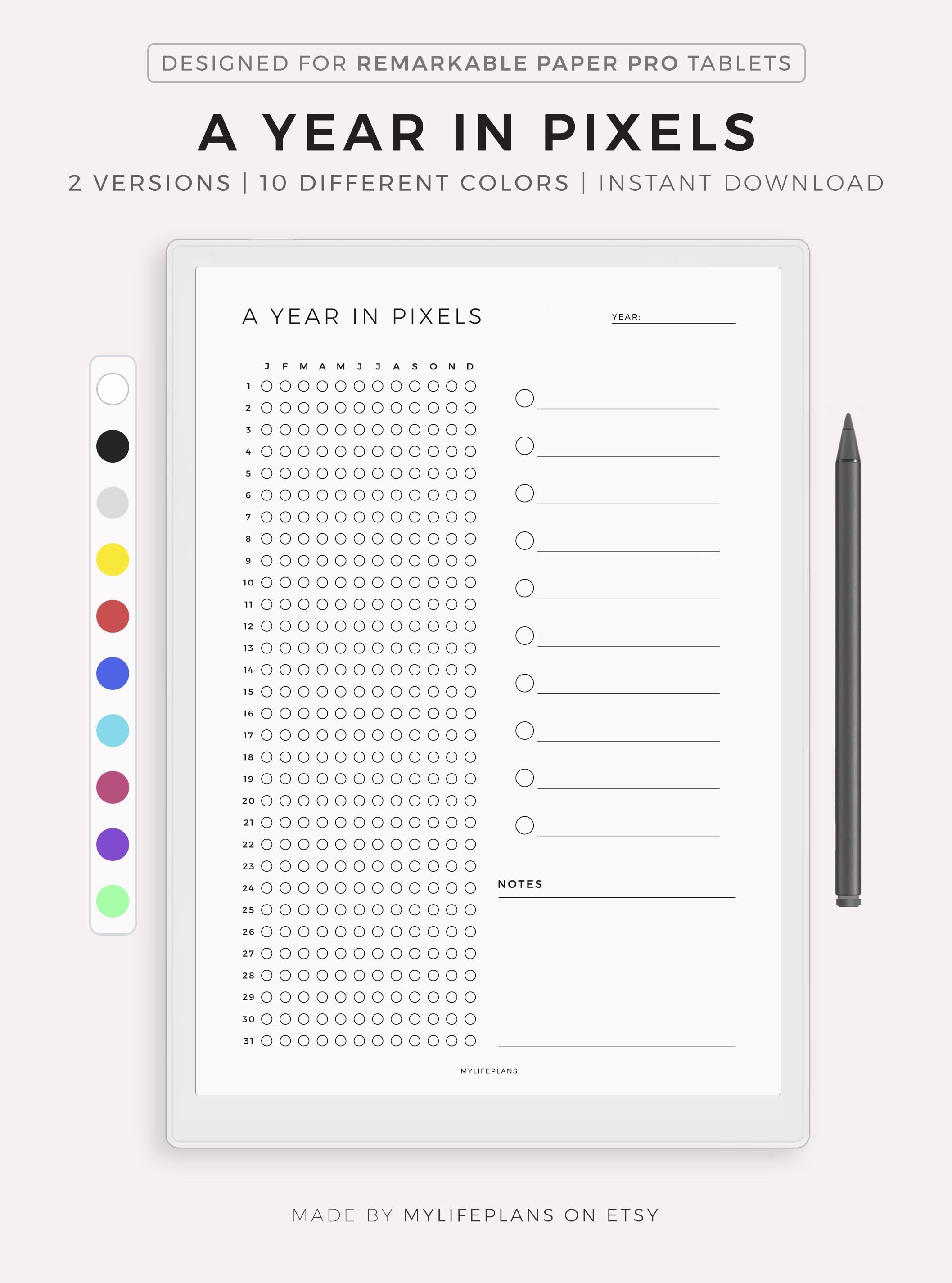 A Year in Pixels - Mood Tracker, Exercise Tracker, Reading Tracker ...