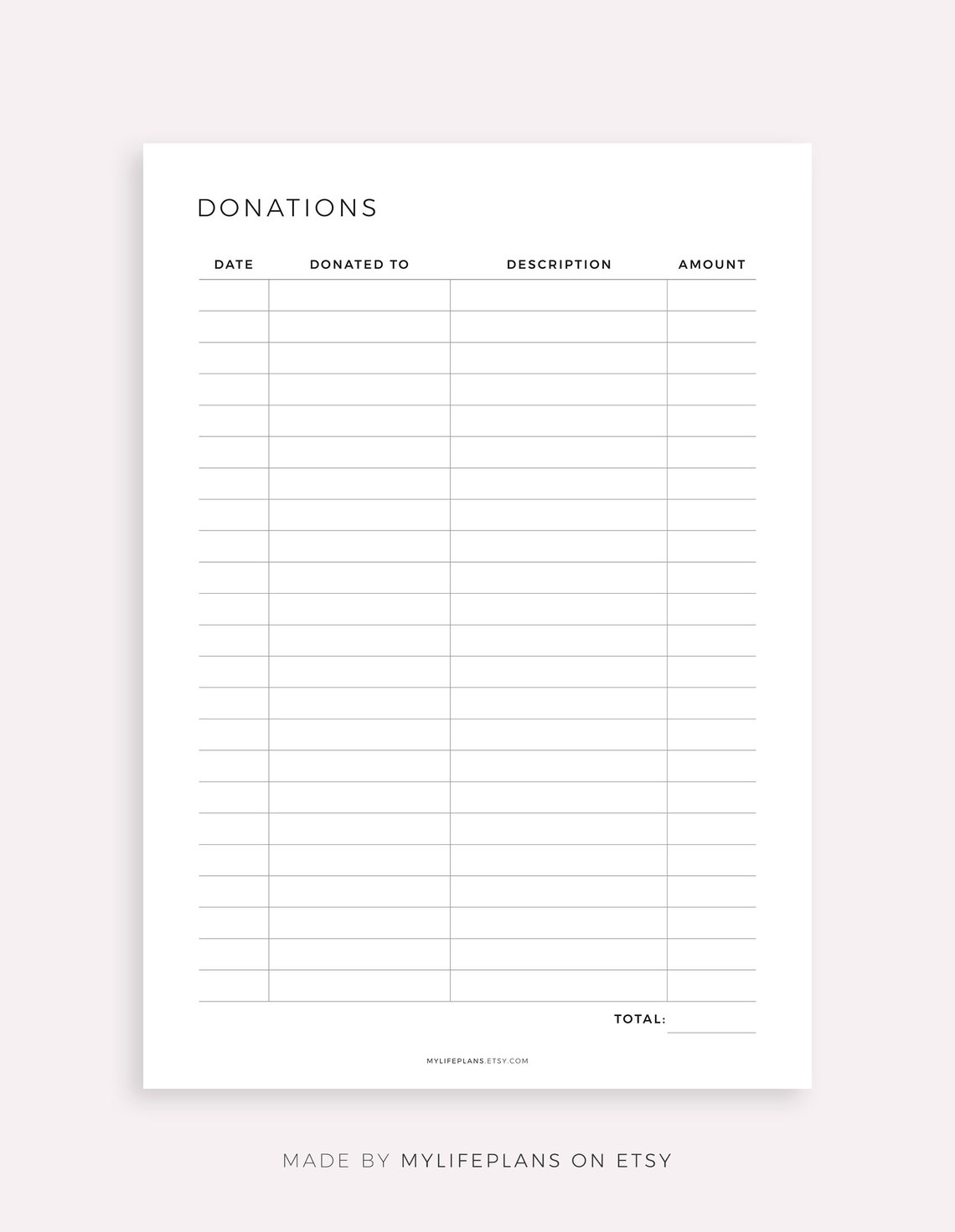 Donation Tracker Printable Tithe Tracker Giving Log - Etsy