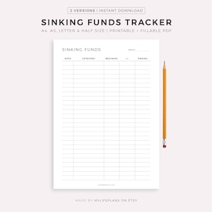 Planilha simples para controle de fundos de poupança, rastreador de economias, desafio de poupança, planejador de orçamento A4/A5/Carta/Meio Formato, download instantâneo