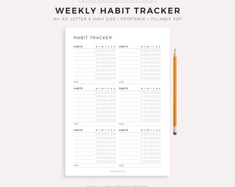 Wöchentlicher Habit Tracker Printable, Habit Tracker Vorlage, Routine Tracker, 7 Tage Habit Challenge, A4/A5/Letter/Half, Sofort Download