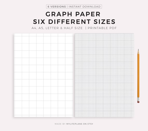 Papier millimétré Six tailles différentes 0,25, 0,5, 1, 10 carrés