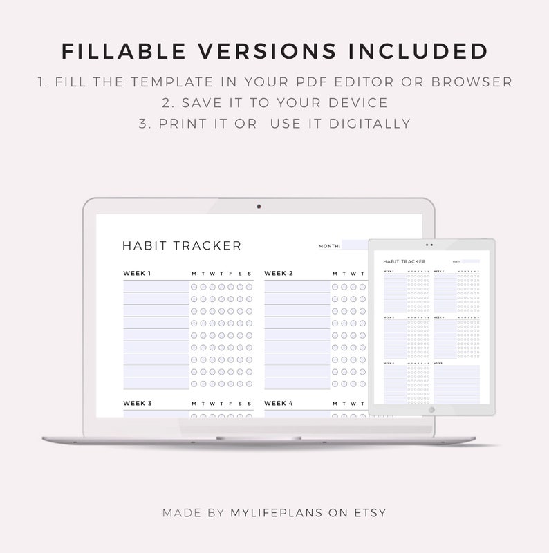 Monthly Habit Tracker Printable, Habit Tracker Template, Routine Tracker, Goal Tracker A4/Letter/A5/Half, Instant Download PDF image 6