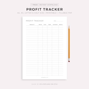 Profit Tracker Printable, Sales Profit Log, Profit Calculator, Sales Record, Small Business Planner, A4/A5/Letter/Half, Instant Download PDF