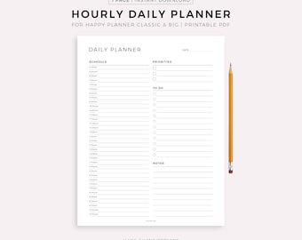Planner giornaliero orario per Happy Planner Classic & Big, PDF stampabile, download immediato