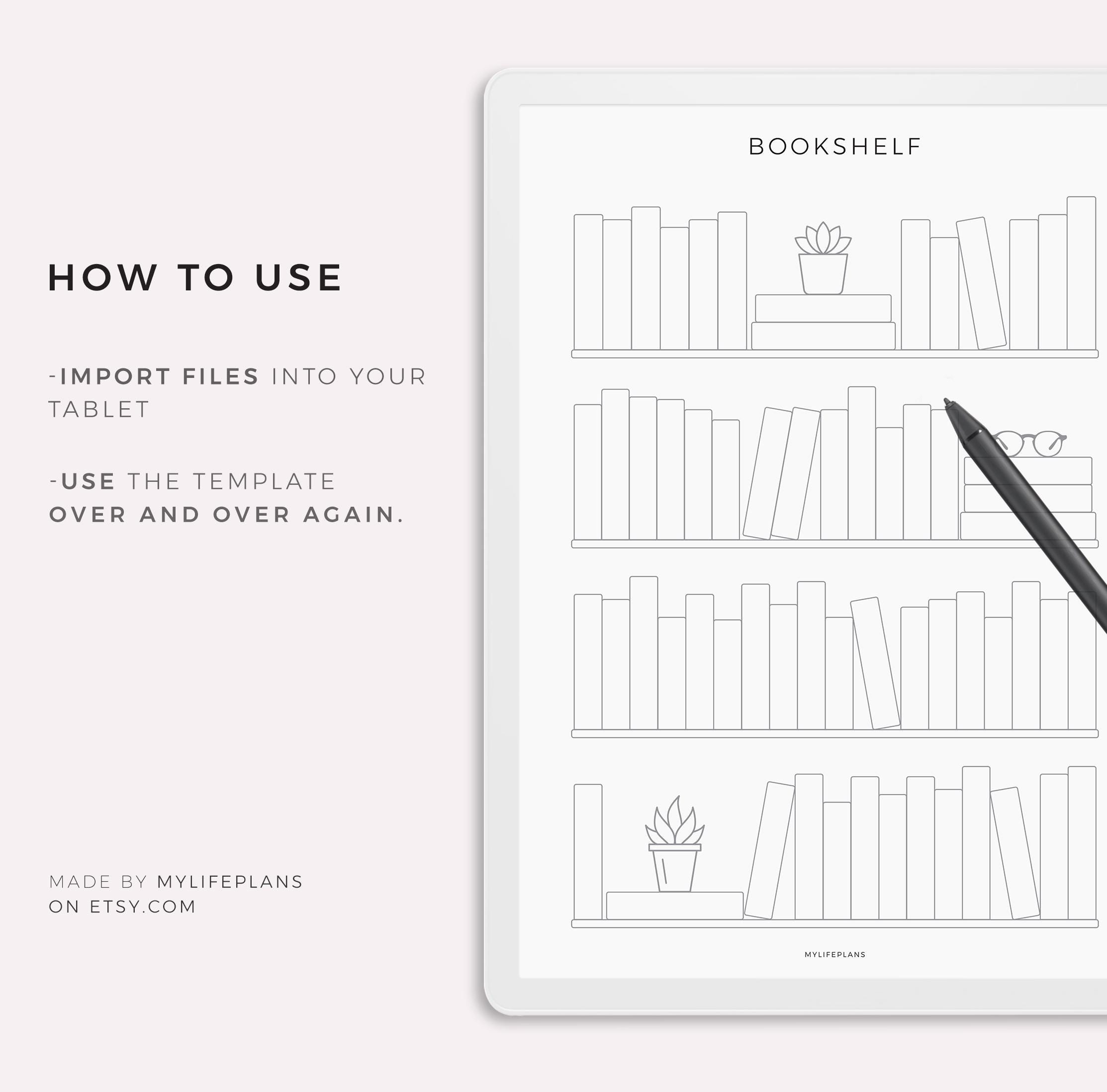Bookshelf Template for Supernote A5X2/A5X/A5/A6X2/A6X/A6, Instant ...