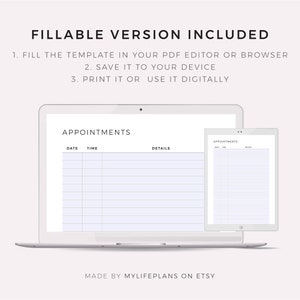 Simple Appointment Tracker Printable, Appointment Reminder, Meeting Tracker, A4/A5/Letter/Half Size, Instant Download PDF image 5