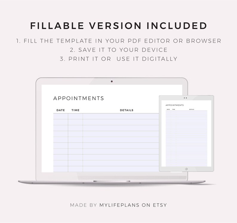 Simple Appointment Tracker Printable, Appointment Reminder, Meeting Tracker, A4/A5/Letter/Half Size, Instant Download PDF image 5