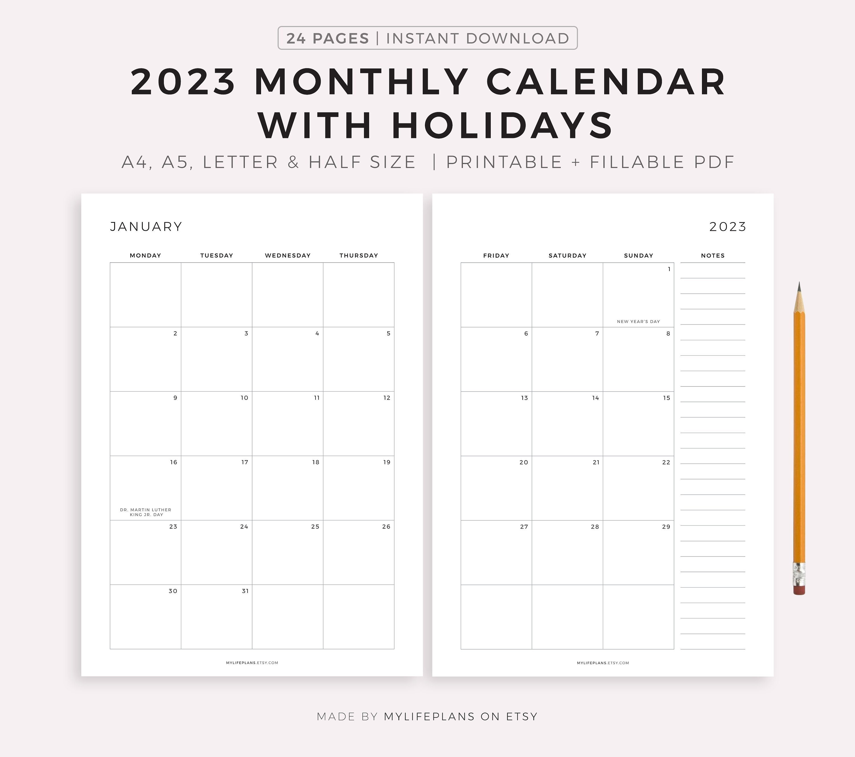 2022-2023 Two Year Calendar - Free Printable PDF Templates