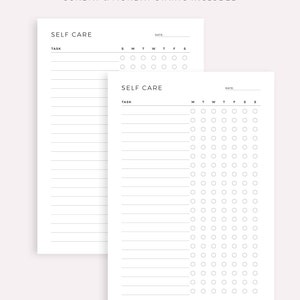 Weekly Self Care Tracker Printable, Daily Self Care Checklist, Routine Planner, Wellness Planner, A4/A5/Letter/Half, Instant Download PDF image 2