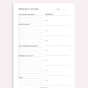 Work From Home Daily Planner, Weekly Planner, Monthly Planner, Productivity Planner, Instant Download, A4/A5/Letter/Half Size image 3