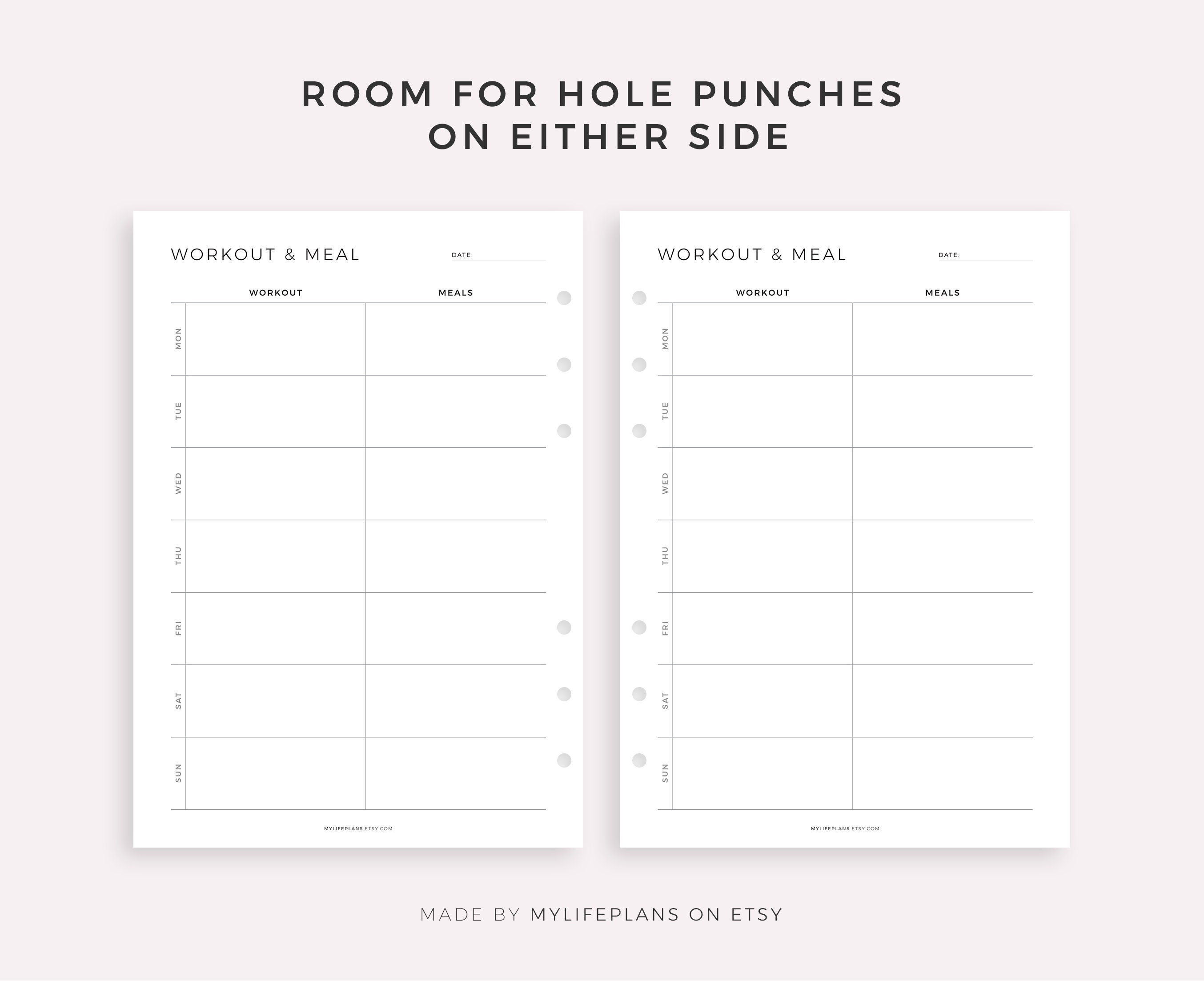 Weekly Workout & Meal Planning Printable Exercise Planner - Etsy