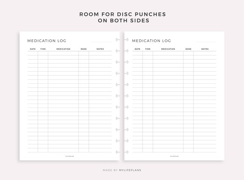 Medication Disc Medication Log Printable Template for Happy Planner Classic & Big ...