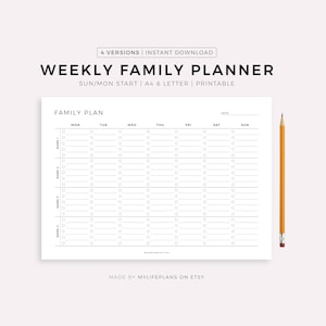 Weekly Family Planner Printable Landscape, Family To Do List, Family Organizer, Command Center, A4/A5/Letter/Half, Instant Download