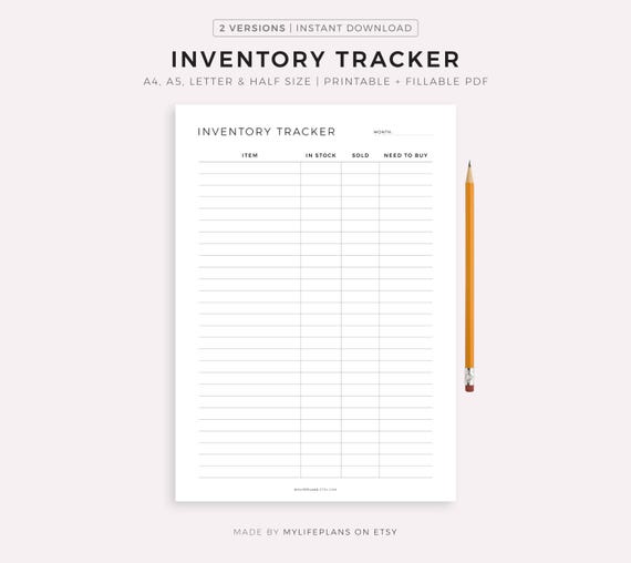 Inventory Tracker Printable, Inventory Management Form, Inventory sheet, Small Business Organizer, Product Inventory List, A4/A5/Letter/Half