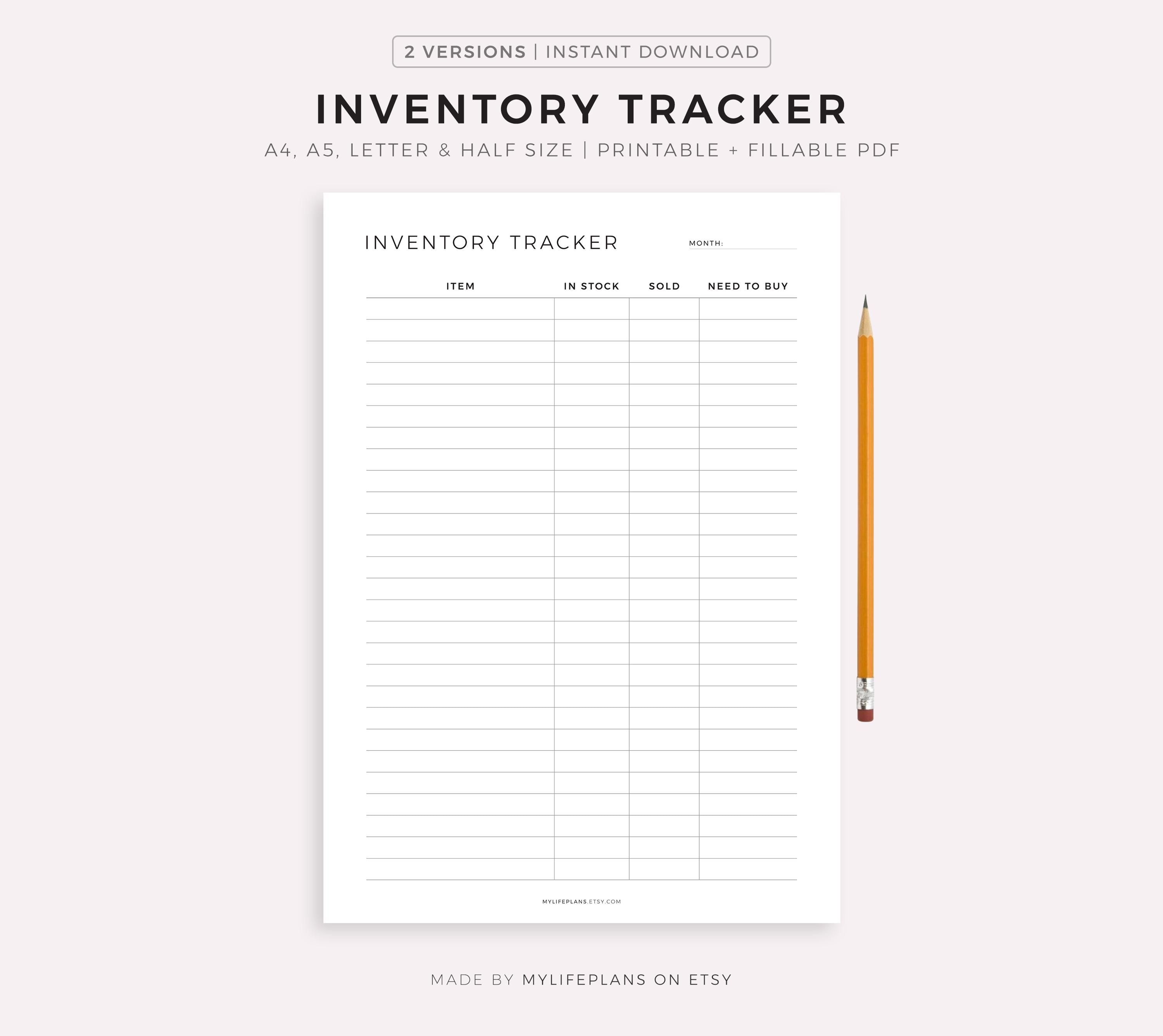 Simple Inventory Tracking Checklist Paper Inventory Tracker Printable, Inventory Management Form, Inventory Sheet ...
