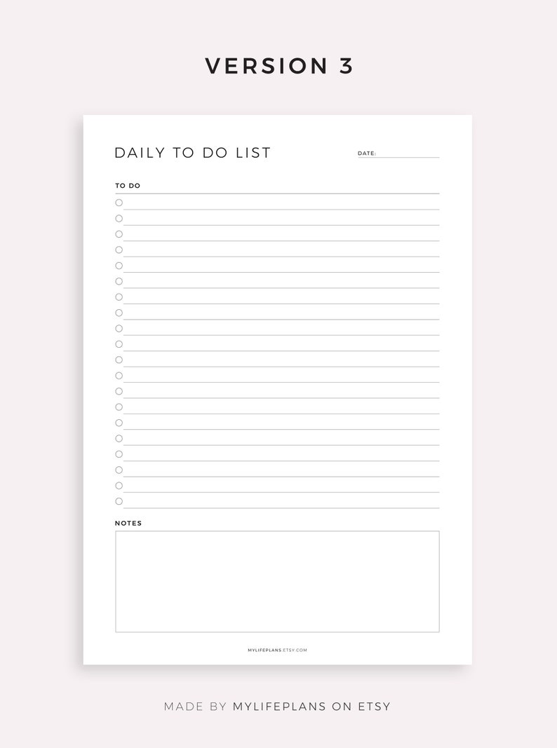 Printable Daily to Do List Template Daily Task List Minimal - Etsy