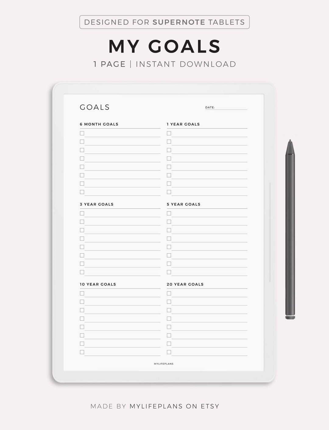 Goal Planner, Goal Setting, Compatible With Supernote A5X2/A5X/A5/A6X2 ...