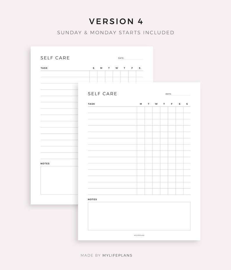 Weekly Self Care Tracker Printable for Happy Planner Classic & Big ...
