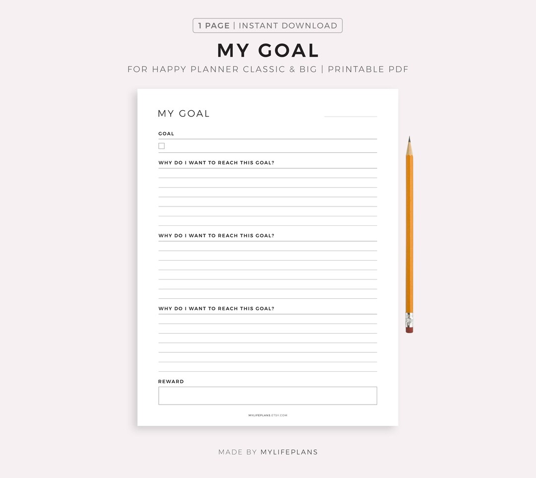 My Goal Planner for Happy Planner Classic & Big, Printable PDF, Instant ...