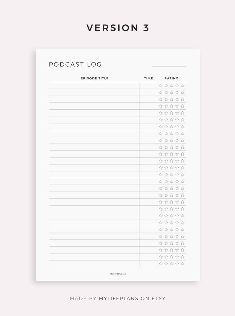 Podcast Log for Supernote A5X2/A5X/A5/A6X2/A6X/A6, Instant Download - Etsy