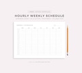 Hourly Weekly Schedule Landscape, Printable Weekly Planner, Week At a Glance, Weekly Agenda, Desk Planner, Weekly To Do List,