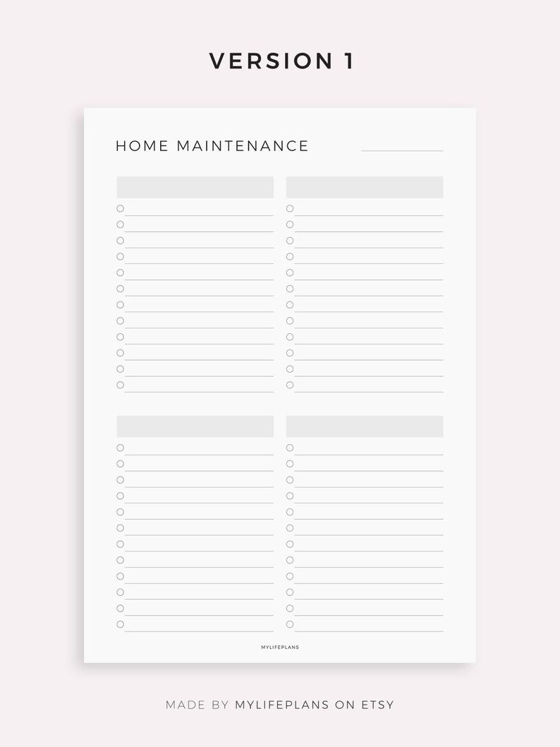 Home Maintenance Checklist Template for Kindle Scribe, Instant Download ...