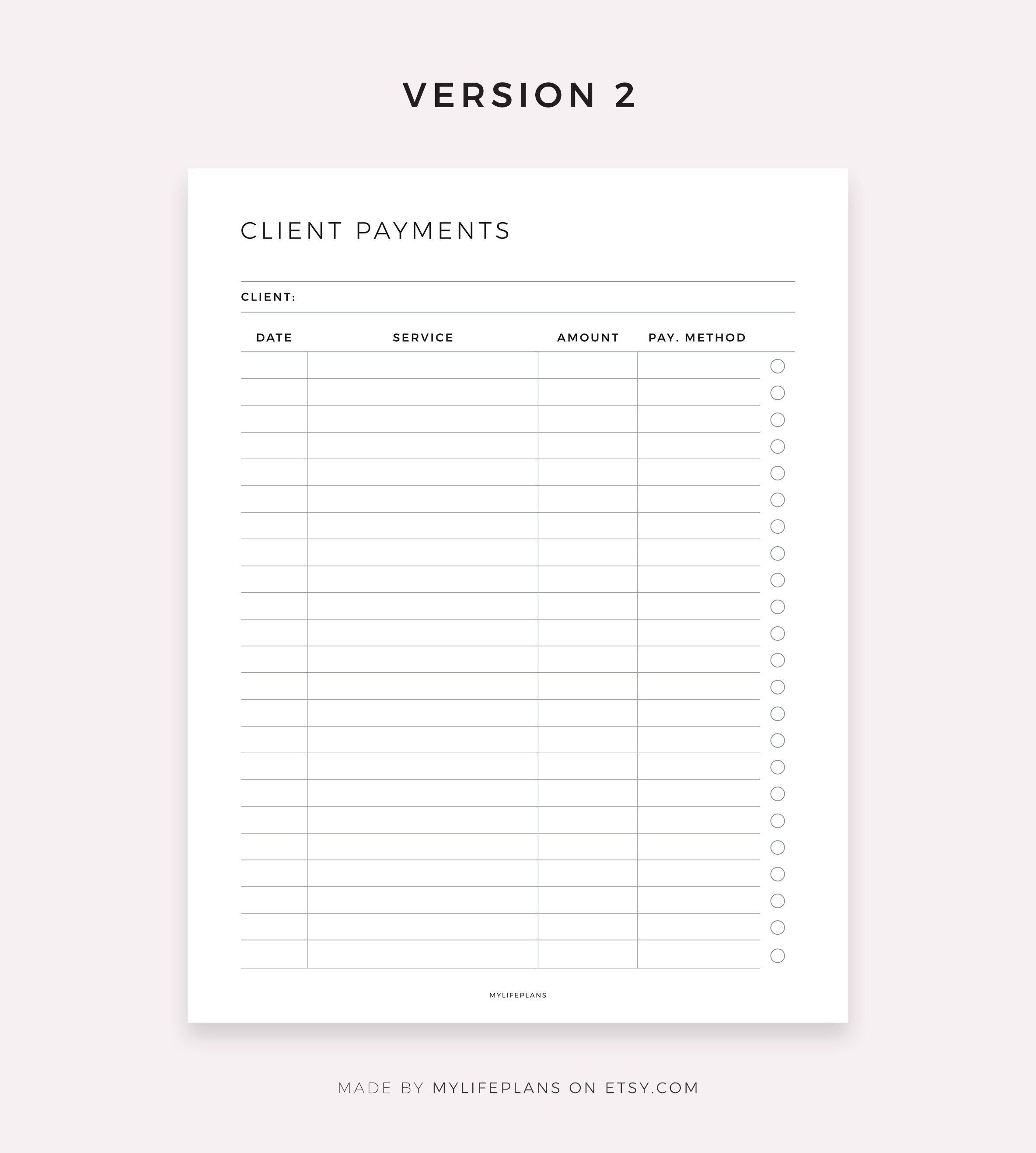 Notes Client Pay Digital Client Payment History Tracker, Client Payment Log, Client Book ...