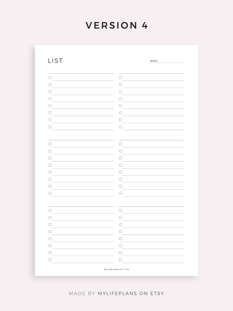 Blank Checklist Template Printable & Fillable, Simple Checklist Template, A4/A5/Letter/Half, Instant Download PDF image 5