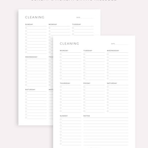 Weekly Cleaning Schedule, Cleaning Checklist, Cleaning To Do List, Printable Cleaning Template, A4/A5/Letter/Half Size, Instant Download PDF image 3