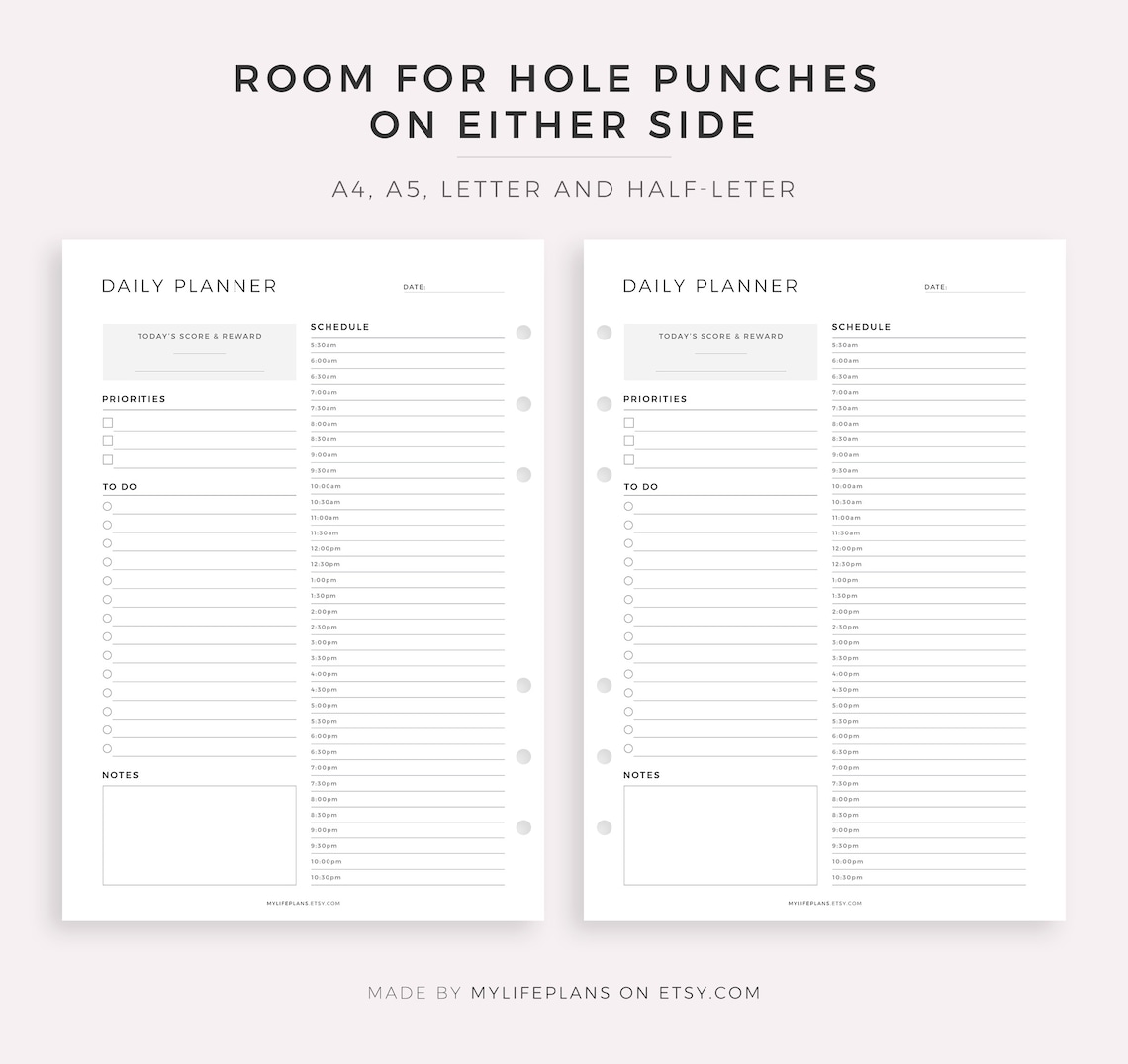 Daily Hourly Planner Printable Work Daily Planner - Etsy