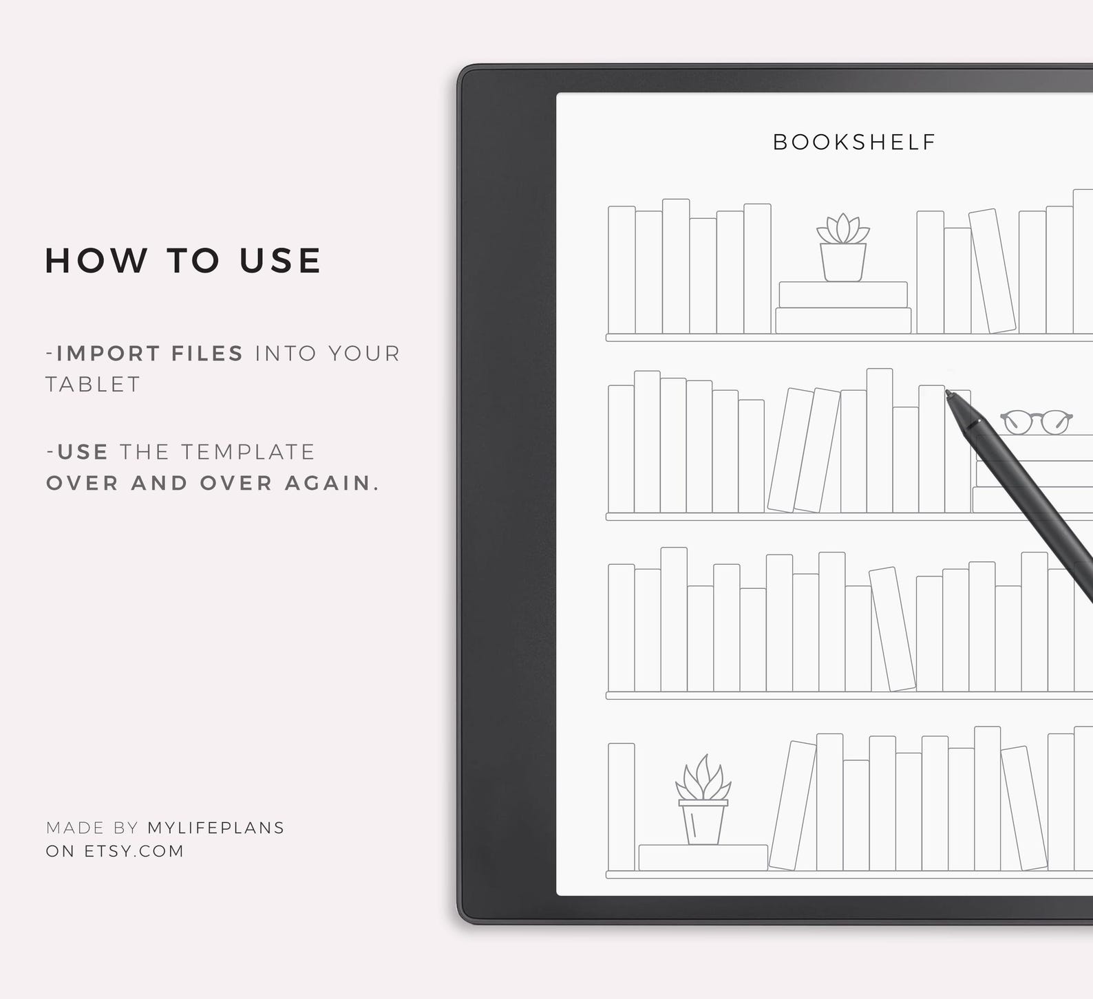 Bookshelf Template for Kindle Scribe, Books to Read, Books I've Read ...