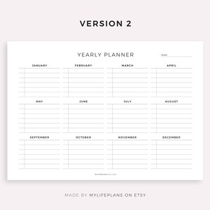 Yearly Tasks Printable Landscape, Yearly to Do List, Minimalist Yearly ...