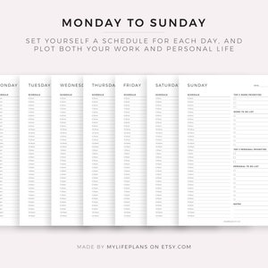 Work From Home Planner, Personal Daily Planner, Productivity Planner, Daily Hourly Planner, Instant Download, A5/A4/Letter/Half Letter image 2