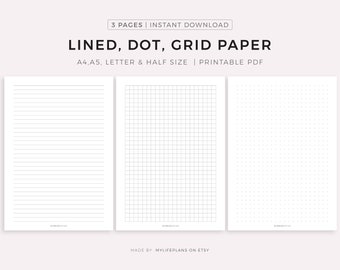 paper with dotted lines for writing Lined Dot Grid Paper Printable, Writing Paper, Blank Notes, Study Note Template, Lecture Notes, A4/A5/Letter/Half Size, Instant Download PDF