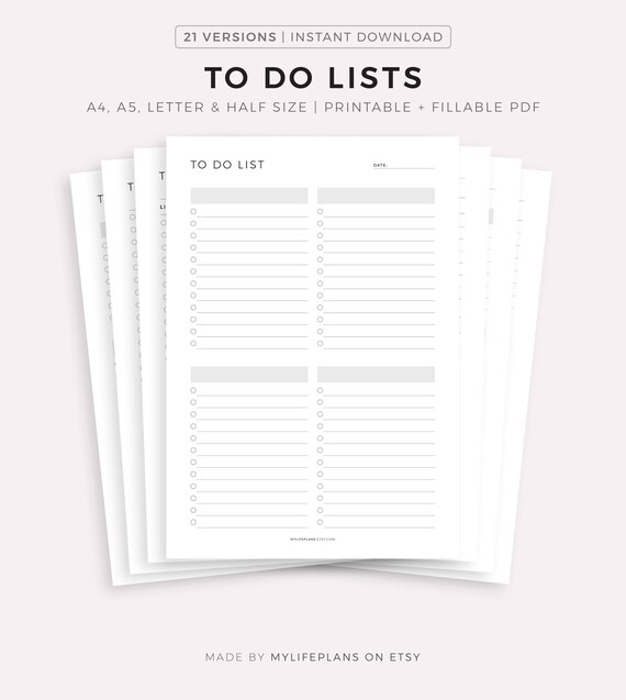 to do lists task lists printable fillable templates pdf etsy