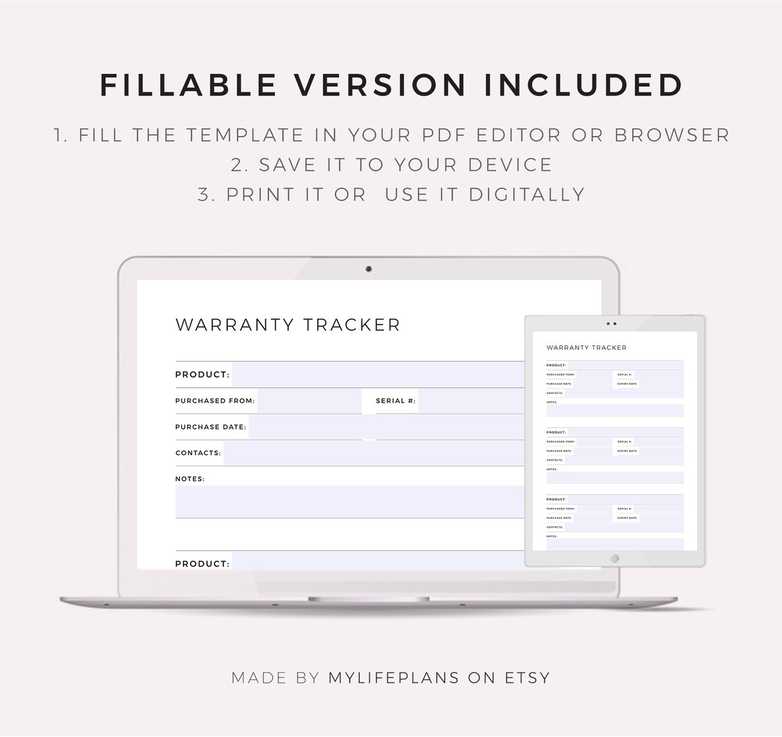 Curated visual reference: Printable Warranty Tracker For Electronics Appliances Jewelry And Photo Inspiration
