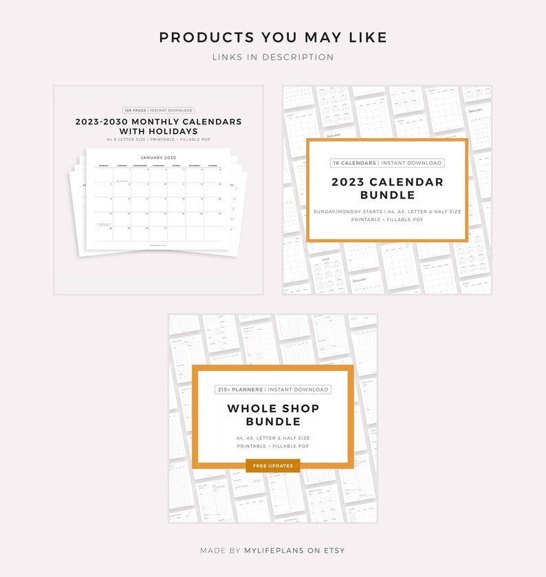 2023 monthly calendar with holidays printable calendar etsy