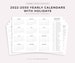 2022-2030 Year Calendars with Holidays on One Page, Printable, Landscape, Wall Calendar, Desk Calendar, Sunday & Monday Start, A4/Letter 