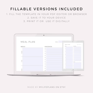 Weekly Meal Planner with Grocery List Printable Template, 7 Day Menu Plan, Food Planner, Health & Fitness, A4/A5/Letter/Half image 8
