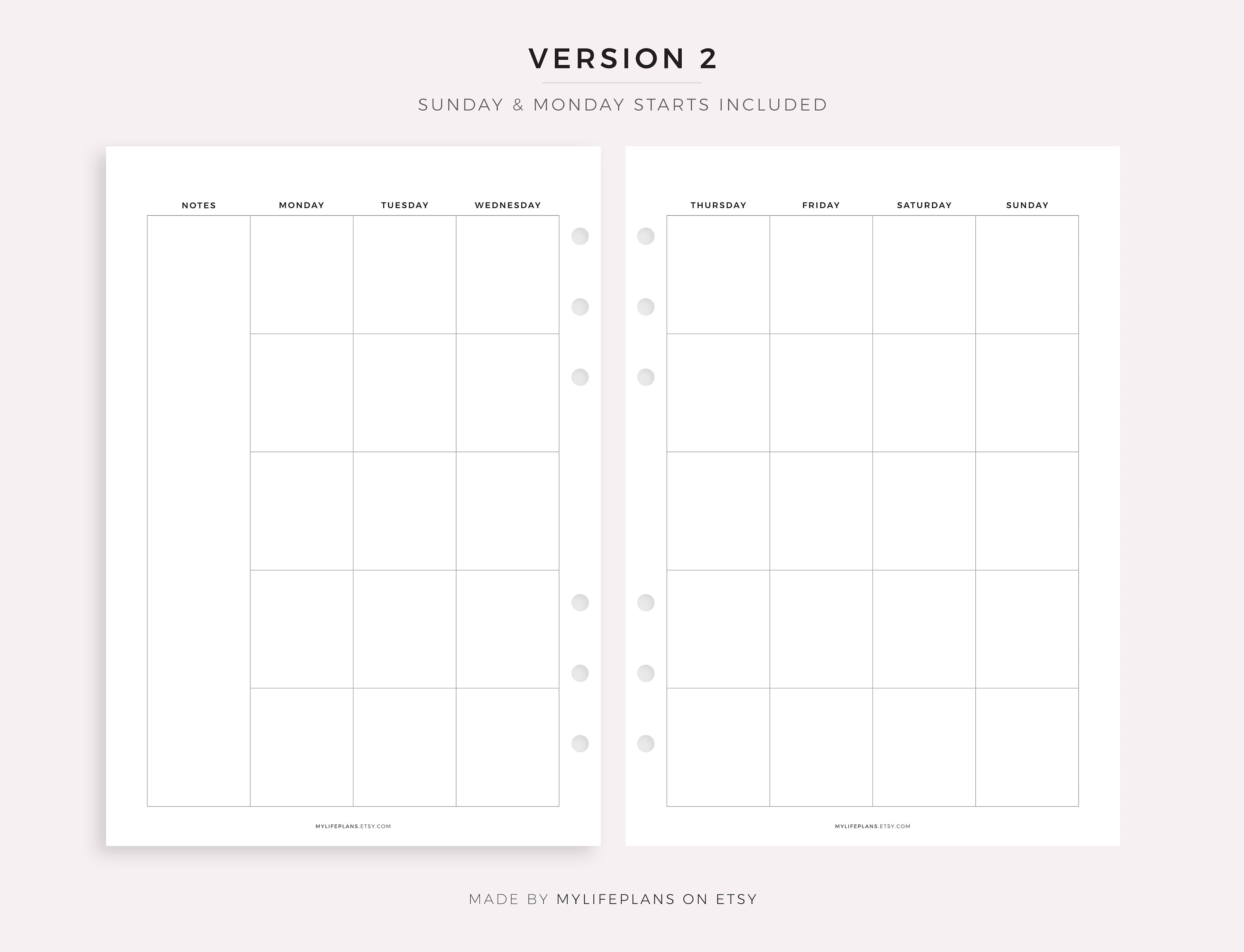 2 Page Blank Monthly Calendar Printable & Fillable Minimalist - Etsy