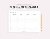 Weekly Meal Planning Printable Landscape, 7 Day Menu Planner, Meal Prep Planner, Food Planner, Health & Fitness, A4/A5/Letter/Half Size