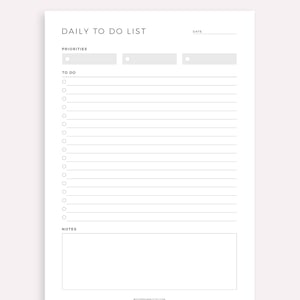Printable Daily to Do List Template, Daily Task List, Minimal Daily ...